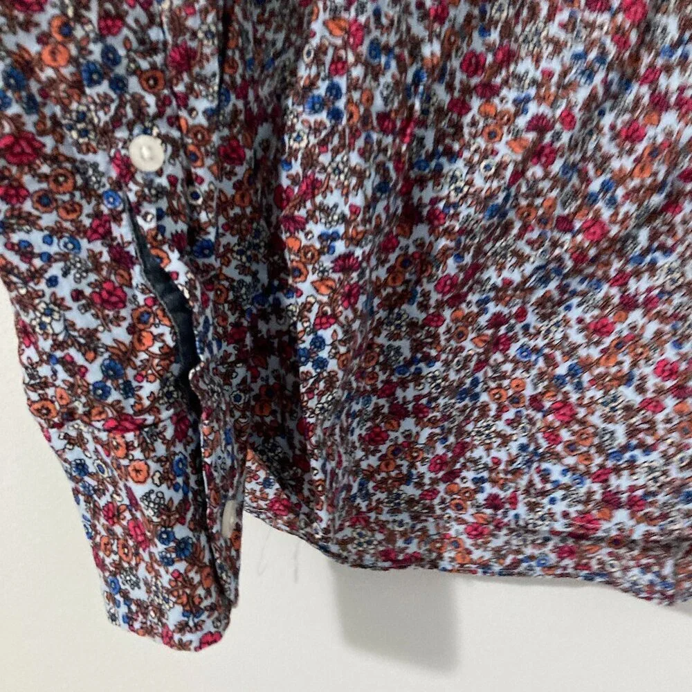 J Crew Shirt Mens‎ L Red White Floral Print LS Button Down All Over Print